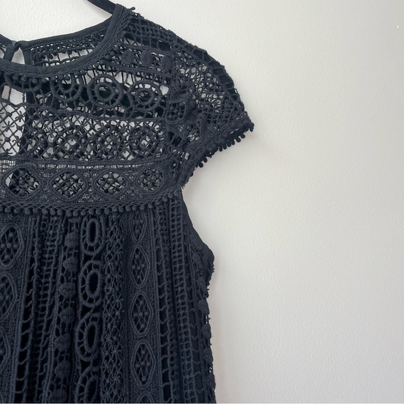 Anthropologie Maeve Women’s XS Elegant Black Crochet Midi Dress Cottagecore - Picture 4 of 10